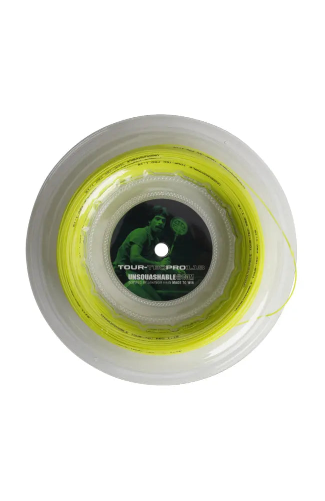 UNSQUASHABLE TOUR-TEC PRO 1.18 Squash String - Yellow - 100M Reel - UNSQUASHABLE
