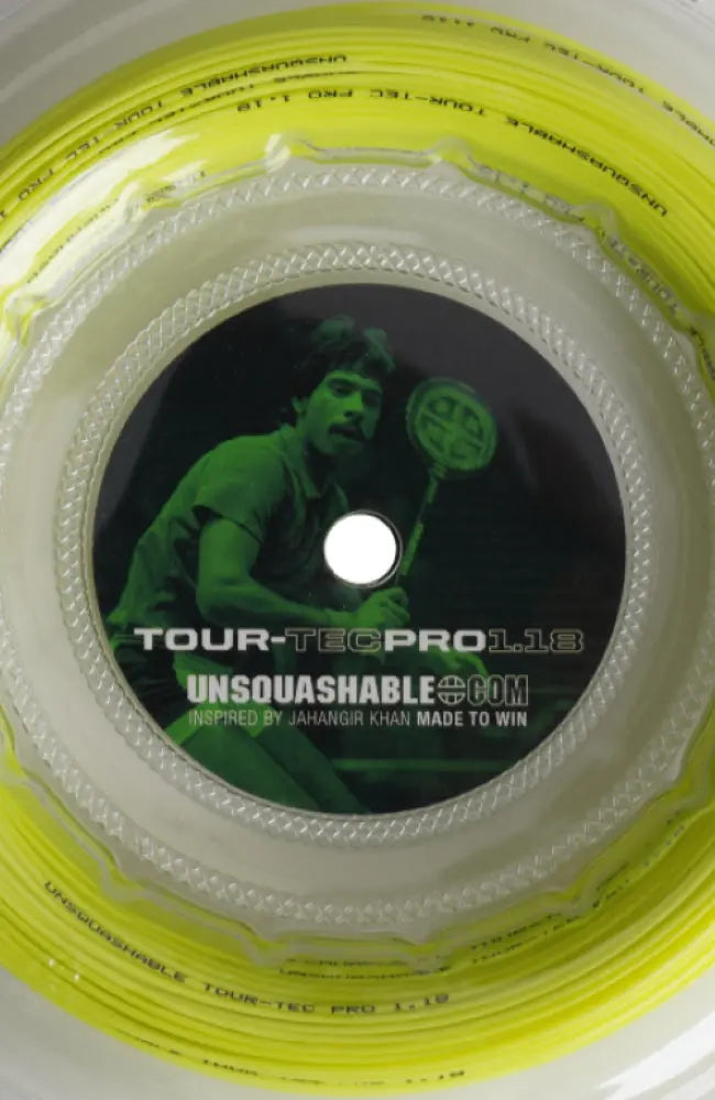 UNSQUASHABLE TOUR-TEC PRO 1.18 Squash String - Yellow - 100M Reel - UNSQUASHABLE